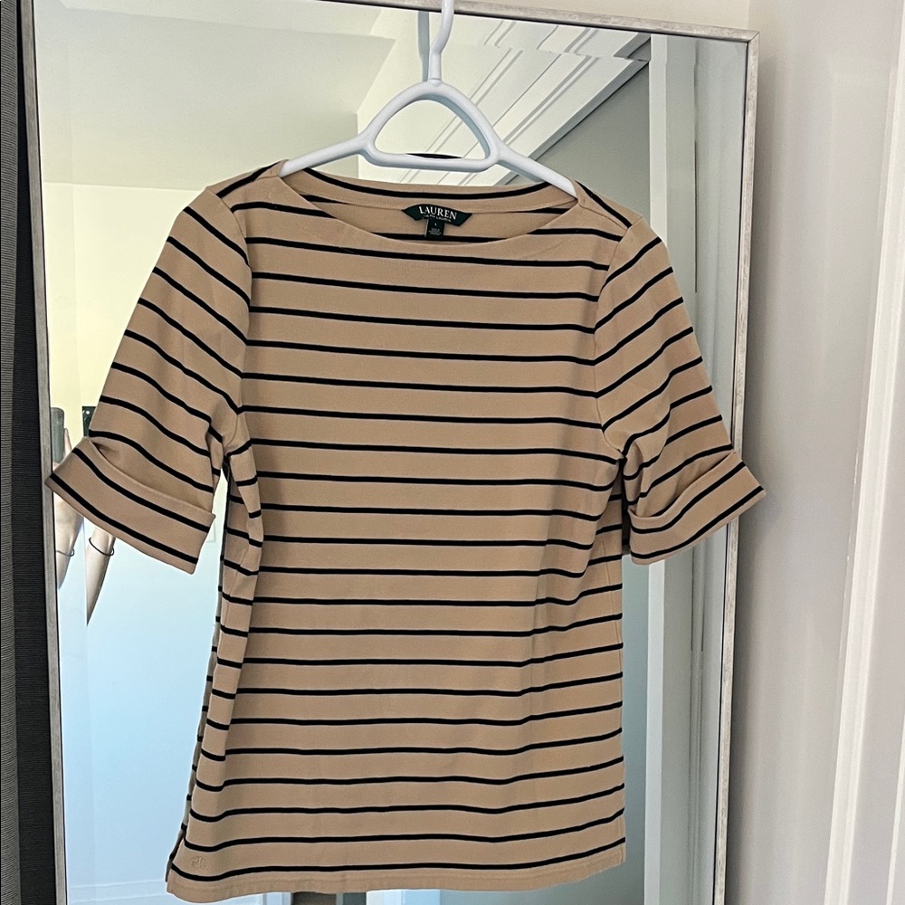 Polo Ralph Lauren Beige and Black Striped Tee